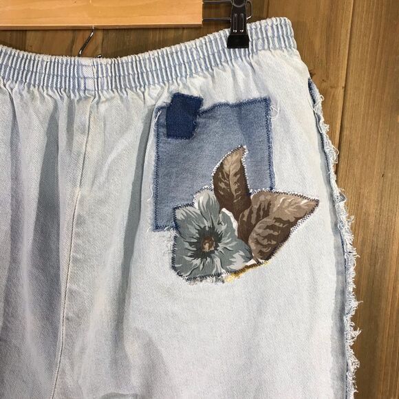 OOAK Classic Element Woman Upcycled Floral Patch Baggy Jeans Sz 20 - Picture 7 of 16